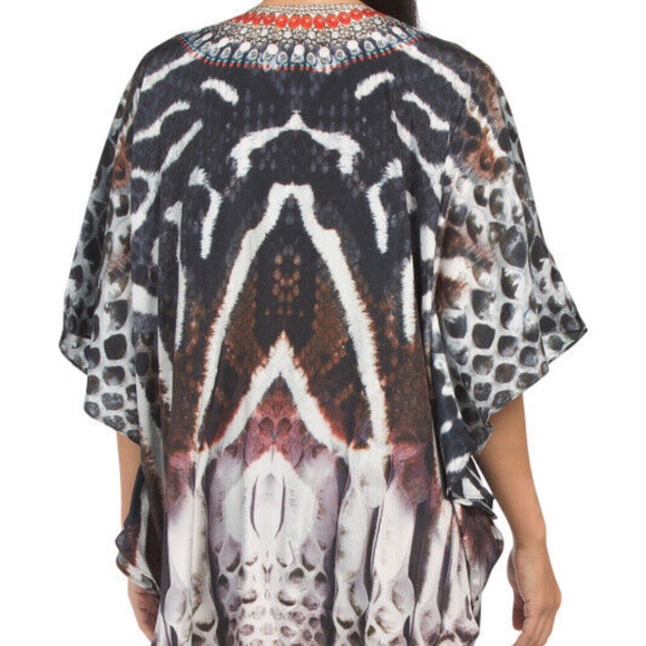 NWT~TRUE COLOURS La Moda Clothing Kaftan with Crystals Swim Cover Up Tunic ~OS - Picture 2 of 3